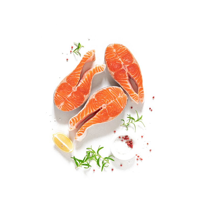 Life Extension, oily fish on white background